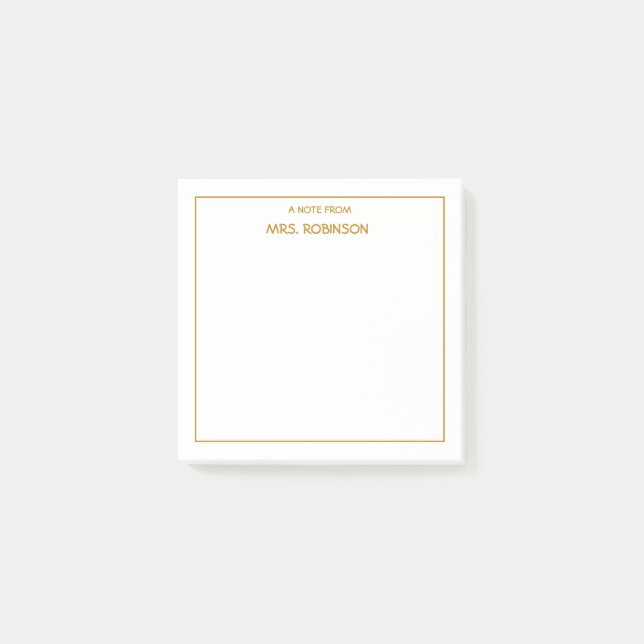 Notas Post-it® Nombre del profesor profesional Gold Script (Anverso)