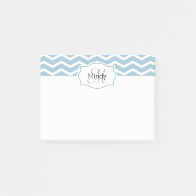 Notas Post-it® Nombre del protector azul en polvo monogramado (Anverso)