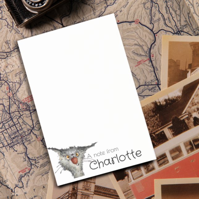 Notas Post-it® Nombre divertido de gato de dibujos animados gris  (Subido por el creador)