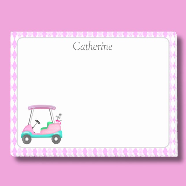Notas Post-it® Nombre elegante del carrito de golf rosa (Subido por el creador)