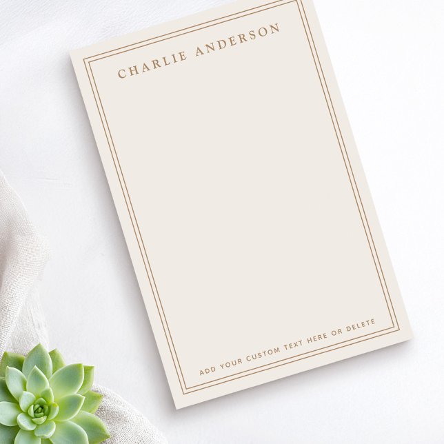 Notas Post-it® Nombre elegante doble borde marrón claro (Elegant name double border light tan brown post-it notes)