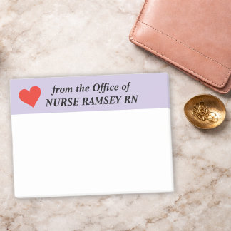 Notas Post-it® Nombre Enfermera Escolar Corazón Rojo, Borde Lavan
