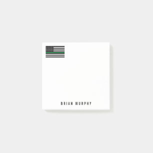 Notas Post-it® Nombre fino militar 3 x 3 de la bandera americana