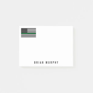 Notas Post-it® Nombre fino militar 4 x 3 de la bandera americana