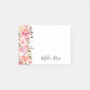 Notas Post-it® Nombre floral elegante del rosa de color salmón