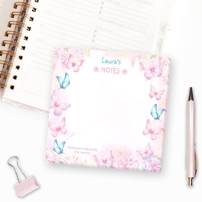 Notas Post-it® Nombre floral morado rosa de mariposa (Butterfly Pink Purple Floral Name Post-it Notes)
