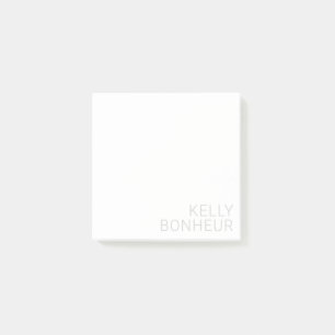 Notas Post-it® Nombre Gris Claro Moderno En Blanco