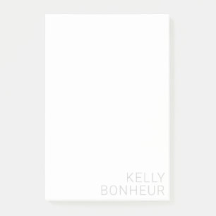Notas Post-it® Nombre Gris Claro Moderno En Blanco