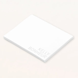 Notas Post-it® Nombre Gris Claro Moderno En Blanco