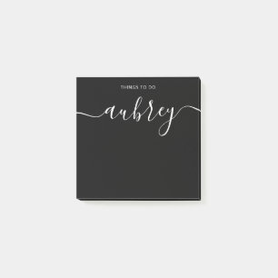 Notas Post-it® Nombre manuscrito moderno simple negro