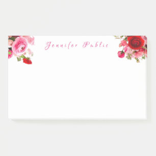 Notas Post-it® Nombre manuscrito Texto Rosas de acuarela Flores