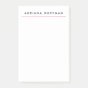 Notas Post-it® Nombre Minimalista profesional blanco y negro senc
