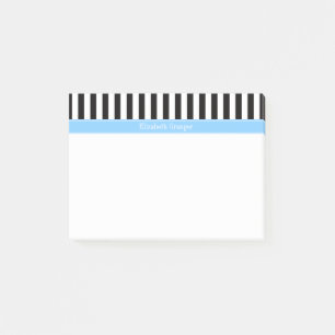 Notas Post-it® Nombre Monograma Cielo Azul Franja Blanca Negra