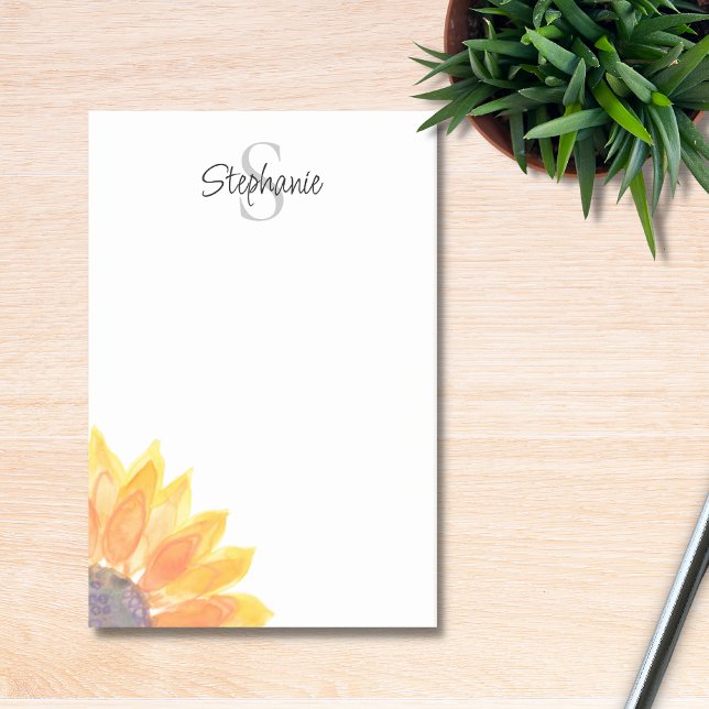 Notas Post-it® Nombre Monograma Floral (Subido por el creador)