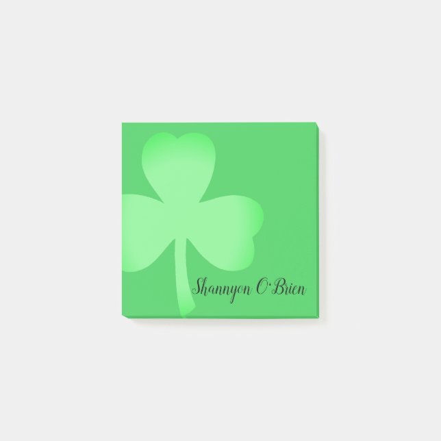 Notas Post-it® Nombre monogramado de escritura moderna verde sham (Anverso)