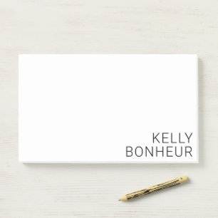 Notas Post-it® Nombre negro moderno en blanco