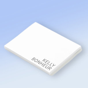 Notas Post-it® Nombre negro moderno en blanco