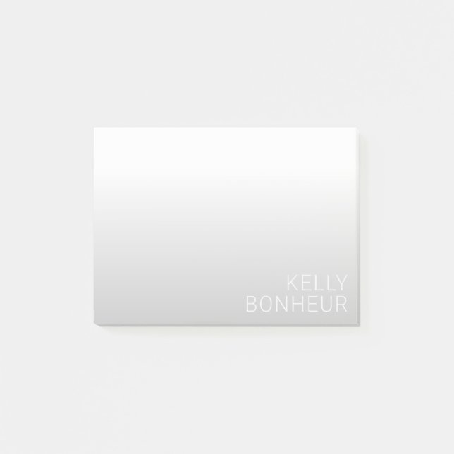 Notas Post-it® Nombre personalizable moderno | Gradiente gris (Anverso)