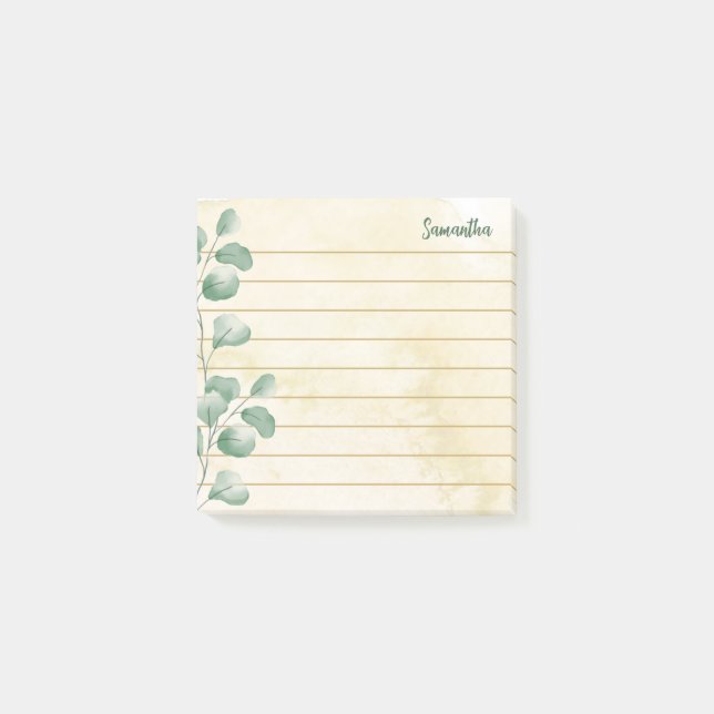Notas Post-it® Nombre personalizado acuarela Eucalyptus Elegante  (Anverso)