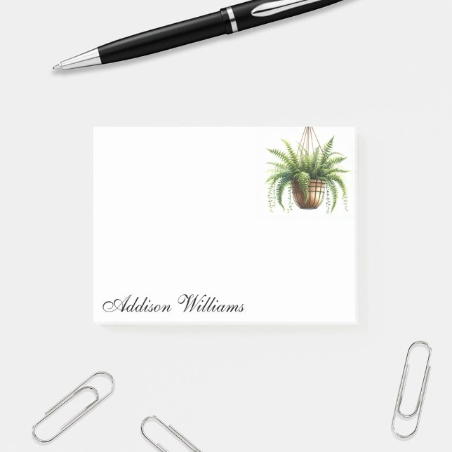Notas Post-it® Nombre personalizado Colgando planta de fern (Subido por el creador)