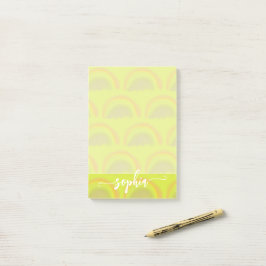 Notas Post-it® Nombre personalizado con patrón de arcoíris pastel