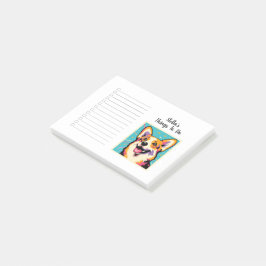 Notas Post-it® Nombre personalizado Corgi Pop Art Colorido