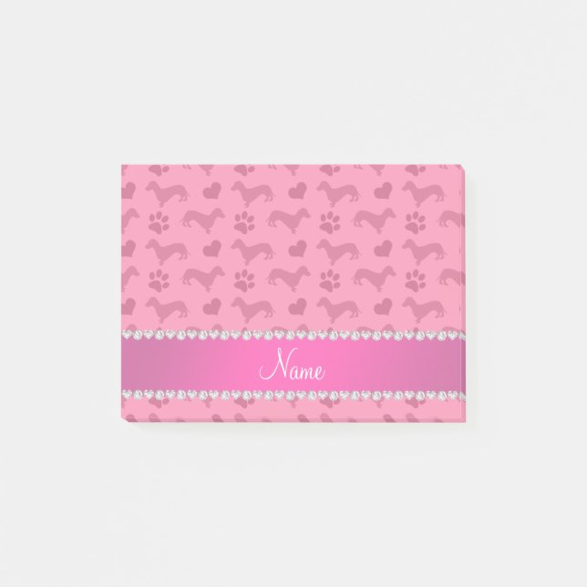 Notas Post-it® Nombre personalizado dachshunds rosados dolores de (Anverso)