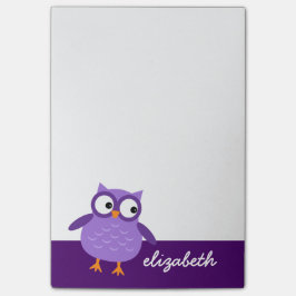 Notas Post-it® Nombre Personalizado De Búho Púrpura Para Su A37