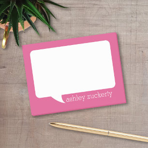 Notas Post-it® Nombre personalizado de burbuja blanca y rosa cali