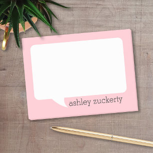 Notas Post-it® Nombre personalizado de burbuja de charla rosa y n