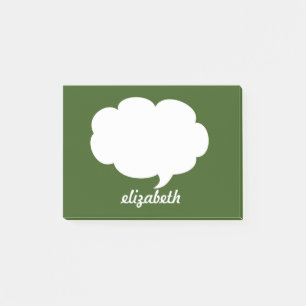 Notas Post-it® Nombre personalizado de burbuja de charla verde y 