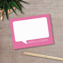 Notas Post-it® Nombre personalizado de burbuja rosa y blanca cali
