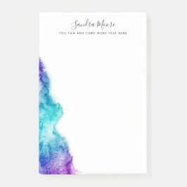 Notas Post-it® Nombre personalizado de color morado y azul acuáti
