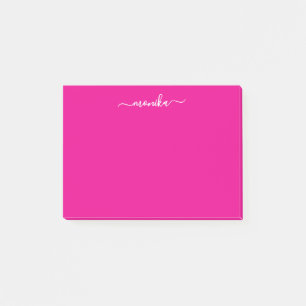 Notas Post-it® Nombre personalizado de color rosa caliente