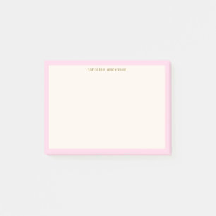 Notas Post-it® Nombre personalizado de crema rosa para estudiar a