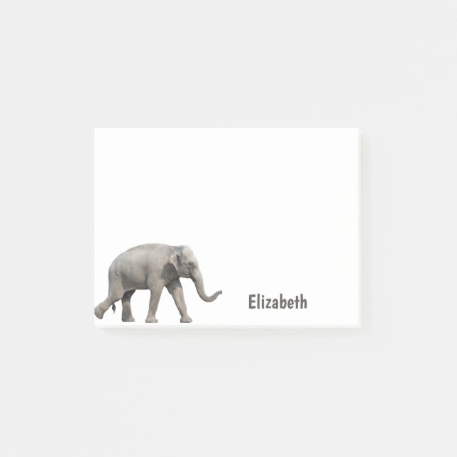 Notas Post-it® Nombre personalizado de elefante lindo (Anverso)