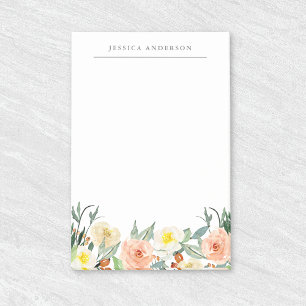 Notas Post-it® Nombre personalizado de floral acuarela
