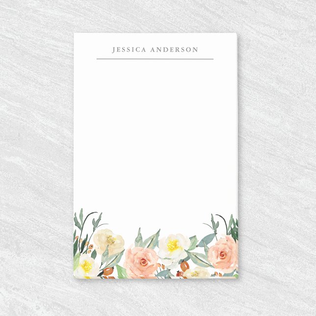 Notas Post-it® Nombre personalizado de floral acuarela (Subido por el creador)