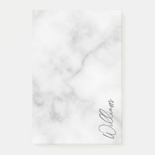Notas Post-it® Nombre personalizado de guión moderno de mármol bl