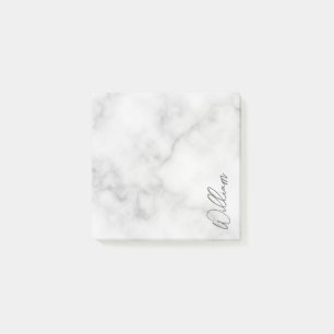 Notas Post-it® Nombre personalizado de guión moderno de mármol bl