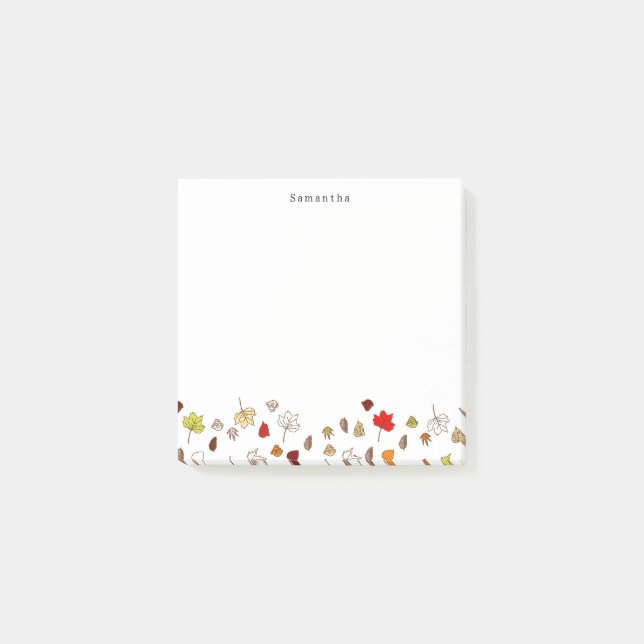 Notas Post-it® Nombre personalizado de hojas de otoño (Anverso)