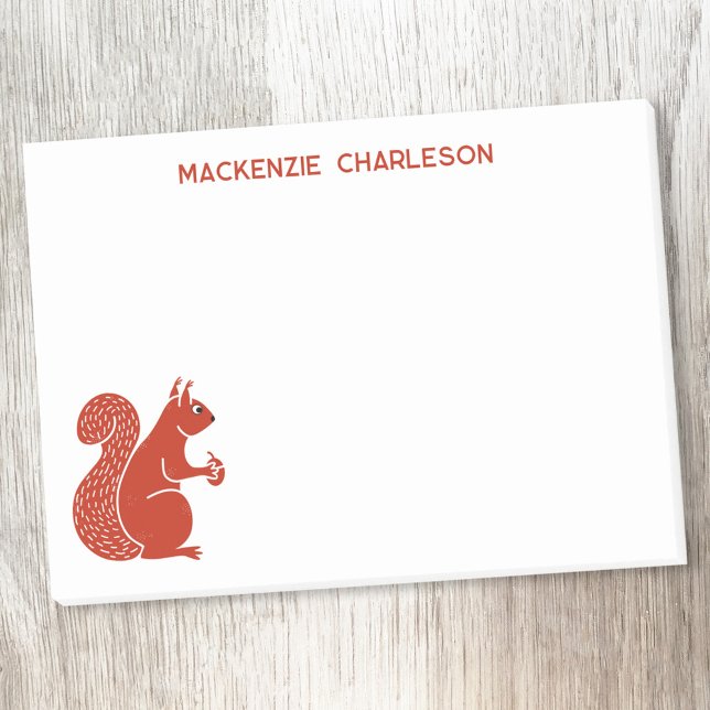 Notas Post-it® Nombre personalizado de la ardilla roja (Red squirrel personalized custom name text post-it sticky notes)