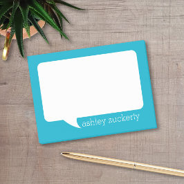 Notas Post-it® Nombre personalizado de la burbuja Aqua Blue and W