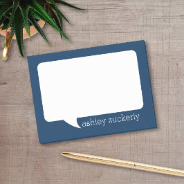 Notas Post-it® Nombre personalizado de la burbuja azul y blanca d