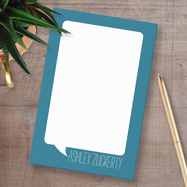 Notas Post-it® Nombre personalizado de la burbuja azul y blanca d (Custom Post-it Note Pads - Add your name and other text)