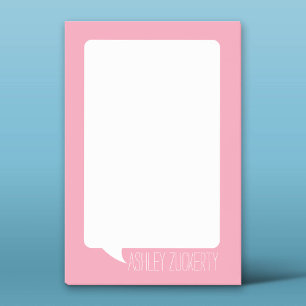 Notas Post-it® Nombre personalizado de la burbuja rosa y blanca p