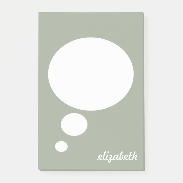 Notas Post-it® Nombre personalizado de la burbuja verde y blanca (Anverso)