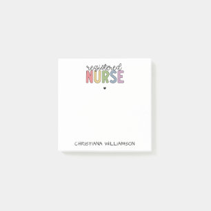 Notas Post-it® Nombre personalizado de la enfermera registrada RN