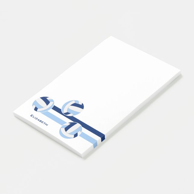 Notas Post-it® nombre personalizado de las bolas de voleibol blan (En perspectiva)