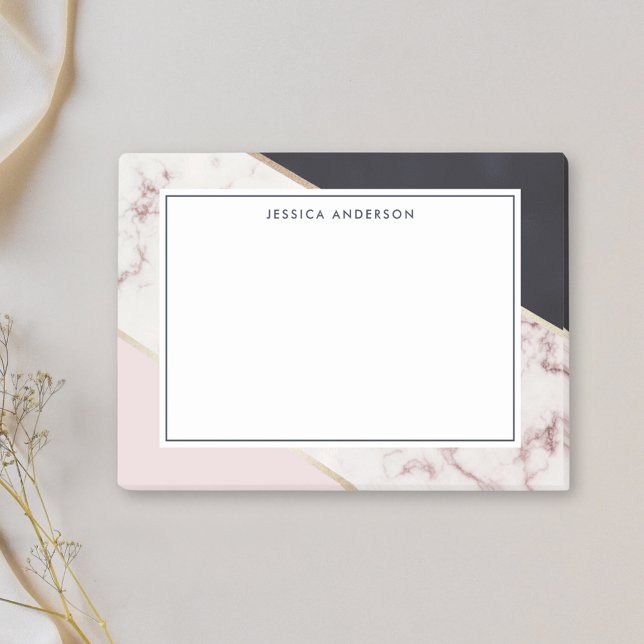 Notas Post-it® Nombre personalizado de Mármol de oro rosa (Subido por el creador)